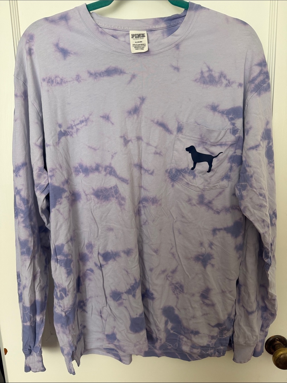 PINK Lavender Tie-Dye Pocket Tee with Dog Silhouette